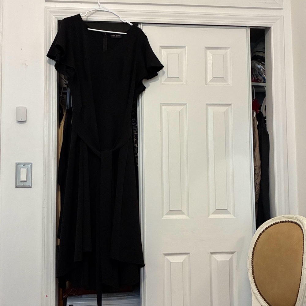 Lane Bryant Black Midi/Maxi Dress with Waist Tie - fits 16-20
